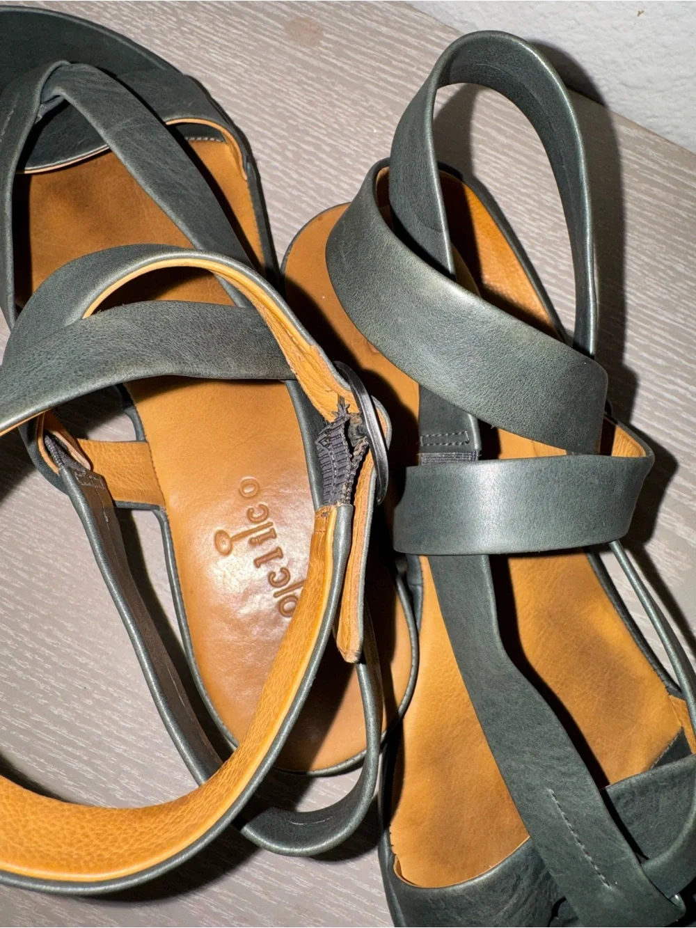 Coclico black leather wrap around sandals size 37. 6.5/7